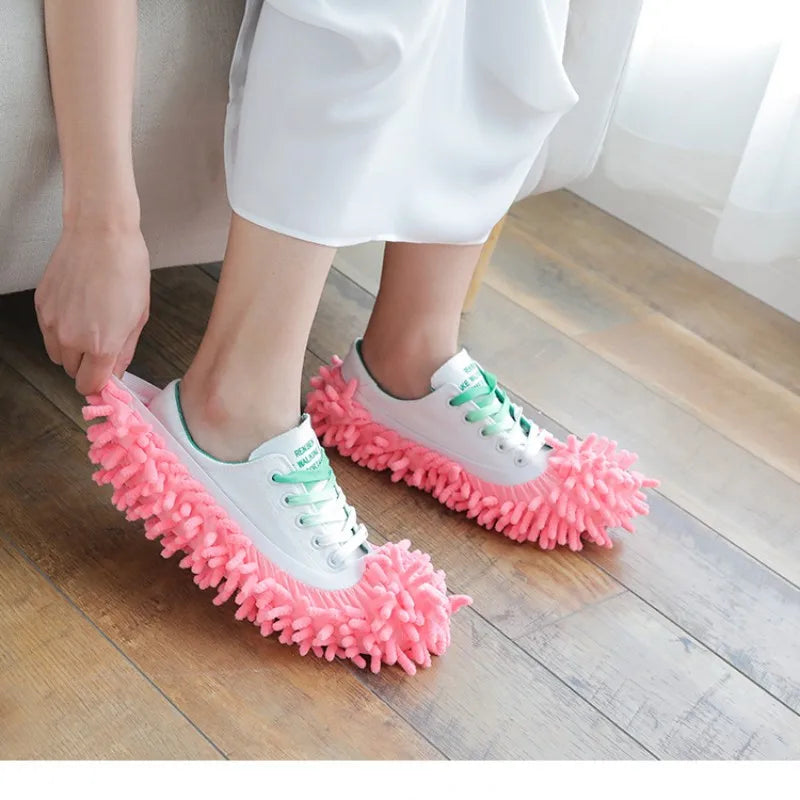 1Pair Dust Cleaner Grazing Slippers House Bathroom Floor Cleaning Mop Slipper Lazy Shoes Cover Chenille Duster Cloth