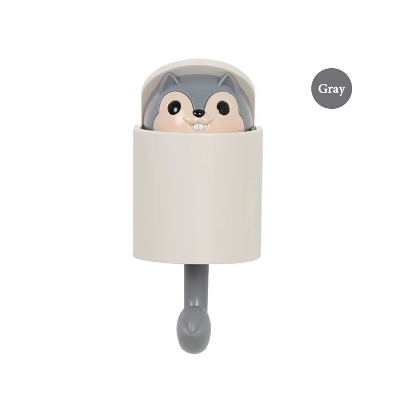 Creative Cute Animal Squirrel Hook Adhesive Sticker Key Storage Door Wall Kitchen Bedroom Storage Funny Gift Kids Room Decor