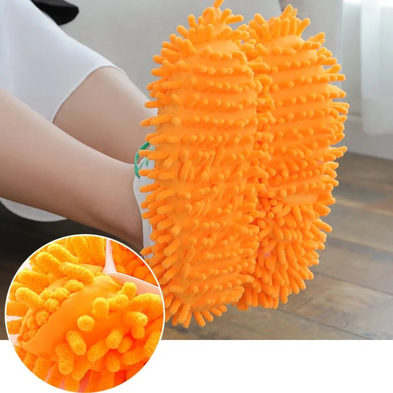 1Pair Dust Cleaner Grazing Slippers House Bathroom Floor Cleaning Mop Slipper Lazy Shoes Cover Chenille Duster Cloth