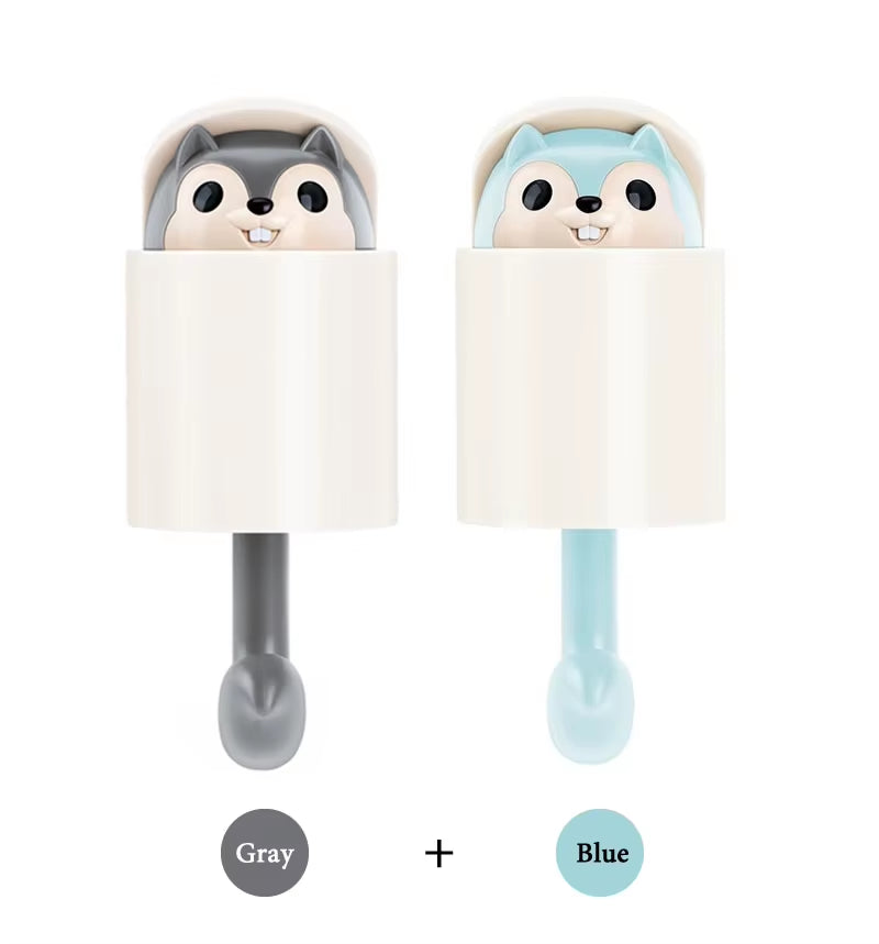 Creative Cute Animal Squirrel Hook Adhesive Sticker Key Storage Door Wall Kitchen Bedroom Storage Funny Gift Kids Room Decor