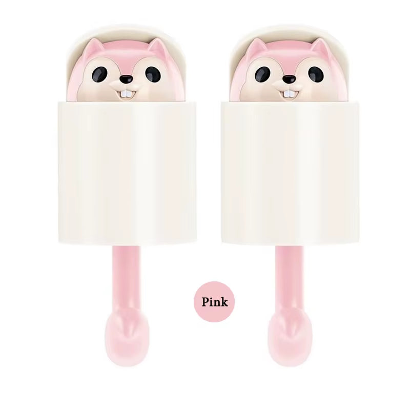 Creative Cute Animal Squirrel Hook Adhesive Sticker Key Storage Door Wall Kitchen Bedroom Storage Funny Gift Kids Room Decor