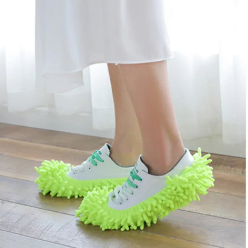 1Pair Dust Cleaner Grazing Slippers House Bathroom Floor Cleaning Mop Slipper Lazy Shoes Cover Chenille Duster Cloth