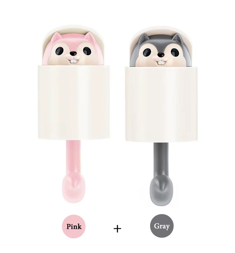 Creative Cute Animal Squirrel Hook Adhesive Sticker Key Storage Door Wall Kitchen Bedroom Storage Funny Gift Kids Room Decor