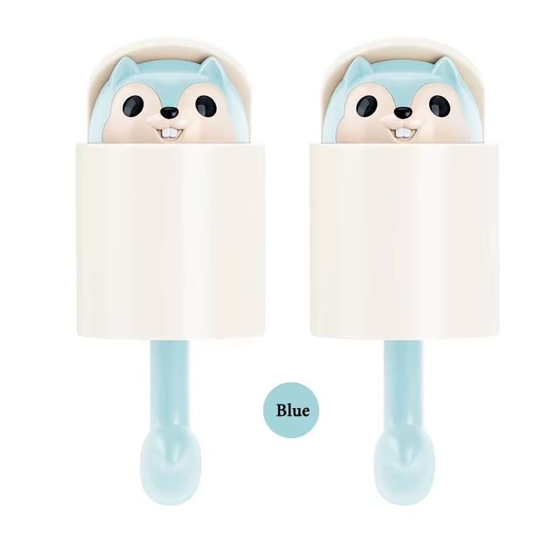 Creative Cute Animal Squirrel Hook Adhesive Sticker Key Storage Door Wall Kitchen Bedroom Storage Funny Gift Kids Room Decor