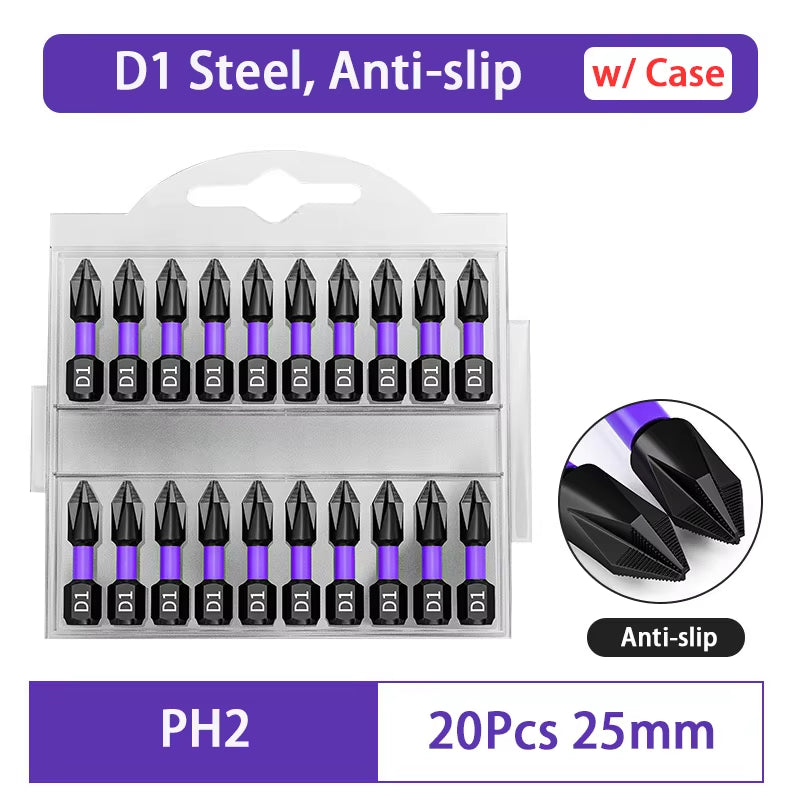 D1 Anti-Slip and Shock-Proof Bits Screwdriver Bits,High Hardness Strong Magnetic 25/50/65/70/90/150Mm PH2 Screwdriver Set