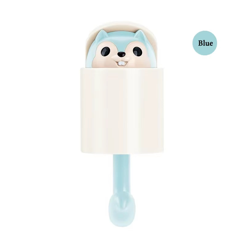 Creative Cute Animal Squirrel Hook Adhesive Sticker Key Storage Door Wall Kitchen Bedroom Storage Funny Gift Kids Room Decor