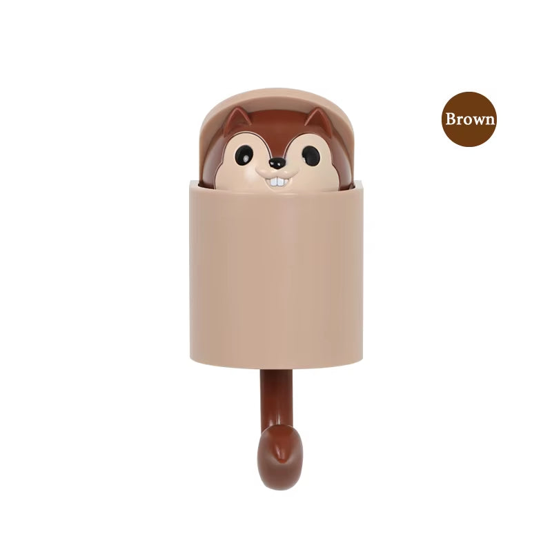 Creative Cute Animal Squirrel Hook Adhesive Sticker Key Storage Door Wall Kitchen Bedroom Storage Funny Gift Kids Room Decor